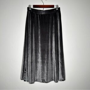 J Lee Silver Gray Velvet Midi A Line Skirt Size Medium Holiday Party Fall Autumn